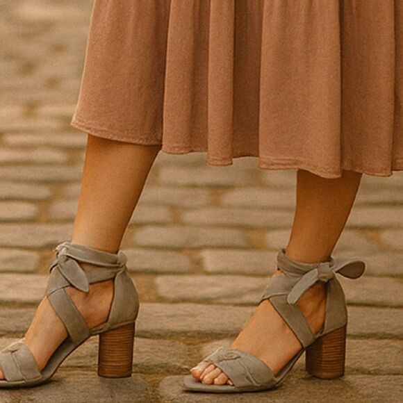 RAYE Gray Suede Wraparound Block Heel Sandals – Size 7 - Picture 7 of 7